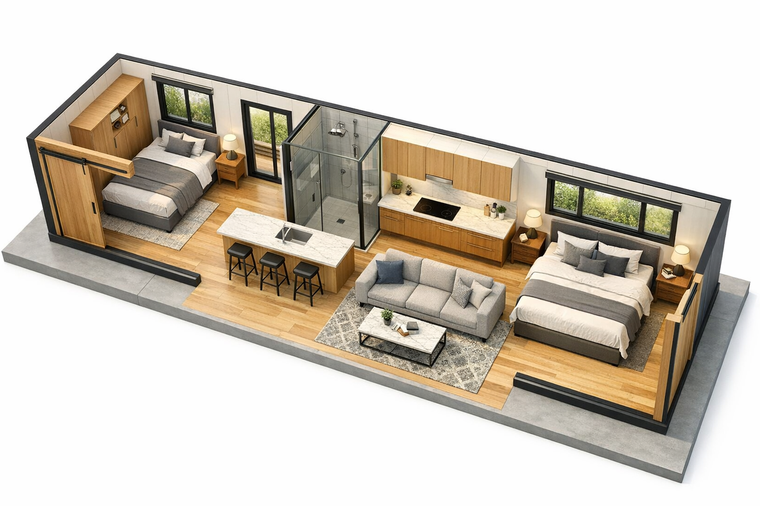 Model R-2 640 Sq Ft 2-Bed